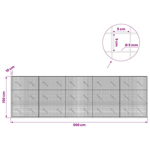 Γκαμπιόν με σύρμα 5 mm και πλέγμα 5x5 cm 500x10x150 εκ