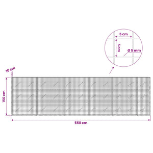 Γκαμπιόν με σύρμα 5 mm και πλέγμα 5x5 cm 550x10x150 εκ - Pakobazaar