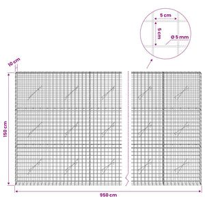Γκαμπιόν με σύρμα 5 mm και πλέγμα 5x5 cm 950x10x150 εκ - Pakobazaar