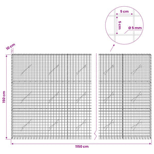 Γκαμπιόν με σύρμα 5 mm και πλέγμα 5x5 cm 1150x10x150 εκ