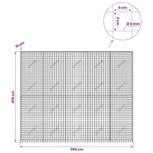 Γκαμπιόν με σύρμα 5 mm και πλέγμα 5x5 cm 250x10x200 εκ.