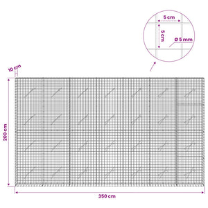 Γκαμπιόν με σύρμα 5 mm και πλέγμα 5x5 cm 350x10x200 εκ. - Pakobazaar