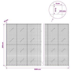 Γκαμπιόν με σύρμα 5 mm και πλέγμα 5x5 cm 1000x10x200 εκ - Pakobazaar