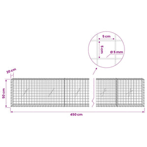 Γκαμπιόν με σύρμα 5 mm και πλέγμα 5x5 cm 450x20x50 εκ