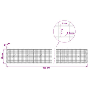 Γκαμπιόν με σύρμα 5 mm και πλέγμα 5x5 cm 900x20x50 εκ - Pakobazaar
