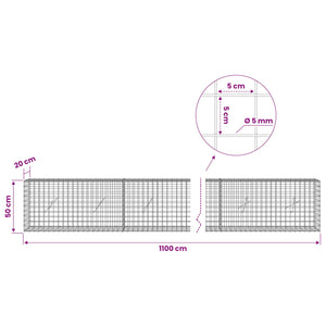 Γκαμπιόν με σύρμα 5 mm και πλέγμα 5x5 cm 1100x20x50 εκ - Pakobazaar