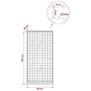 Γκαμπιόν με σύρμα 5 mm και πλέγμα 5x5 cm 50x20x100 εκ - Pakobazaar