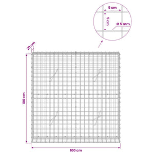 Γκαμπιόν με σύρμα 5 mm και πλέγμα 5x5 cm 100x20x100 εκ. - Pakobazaar