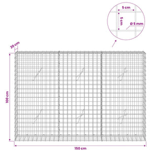 Γκαμπιόν με σύρμα 5 mm και πλέγμα 5x5 cm 150x20x100 εκ