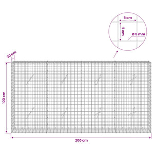 Γκαμπιόν με σύρμα 5 mm και πλέγμα 5x5 cm 200x20x100 εκ