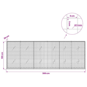 Γκαμπιόν με σύρμα 5 mm και πλέγμα 5x5 cm 300x20x100 εκ