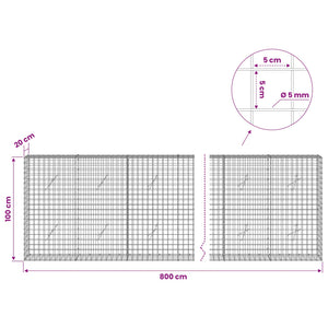 Γκαμπιόν με σύρμα 5 mm και πλέγμα 5x5 cm 800x20x100 εκ - Pakobazaar