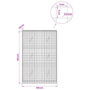 Γκαμπιόν με σύρμα 5 mm και πλέγμα 5x5 cm 100x20x150 εκ