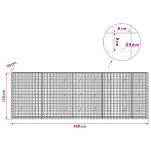 Γκαμπιόν με σύρμα 5 mm και πλέγμα 5x5 cm 450x20x150 εκ - Pakobazaar