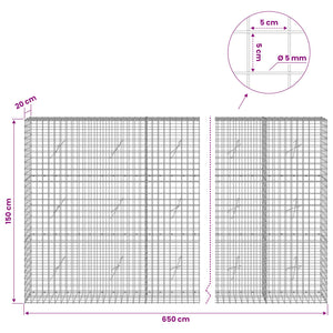 Γκαμπιόν με σύρμα 5 mm και πλέγμα 5x5 cm 650x20x150 εκ - Pakobazaar