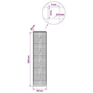 Γκαμπιόν με σύρμα 5 mm και πλέγμα 5x5 cm 50x20x200 εκ