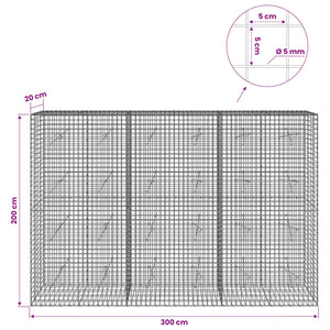 Γκαμπιόν με σύρμα 5 mm και πλέγμα 5x5 cm 300x20x200 εκ - Pakobazaar