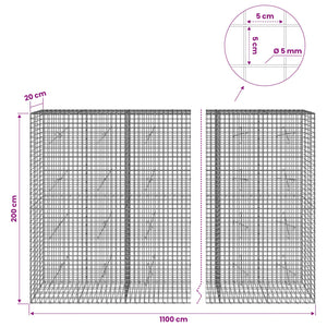 Γκαμπιόν με σύρμα 5 mm και πλέγμα 5x5 cm 1100x20x200 εκ - Pakobazaar