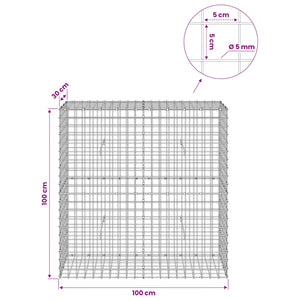 Γκαμπιόν με σύρμα 5 mm και πλέγμα 5x5 cm 100x30x100 εκ