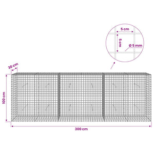 Γκαμπιόν με σύρμα 5 mm και πλέγμα 5x5 cm 300x30x100 εκ - Pakobazaar