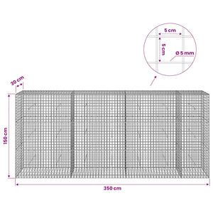 Γκαμπιόν με σύρμα 5 mm και πλέγμα 5x5 cm 350x30x150 εκ. - Pakobazaar