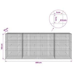 Γκαμπιόν με σύρμα 5 mm και πλέγμα 5x5 cm 400x30x150 εκ - Pakobazaar