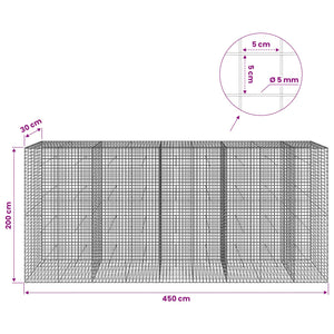 Γκαμπιόν με σύρμα 5 mm και πλέγμα 5x5 cm 450x30x200 εκ