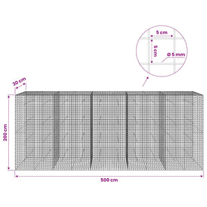 Γκαμπιόν με σύρμα 5 mm και πλέγμα 5x5 cm 500x30x200 εκ - Pakobazaar