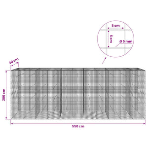 Γκαμπιόν με σύρμα 5 mm και πλέγμα 5x5 cm 550x30x200 εκ - Pakobazaar