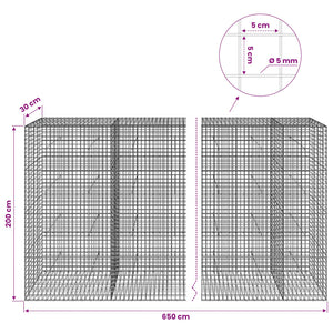 Γκαμπιόν με σύρμα 5 mm και πλέγμα 5x5 cm 650x30x200 εκ - Pakobazaar