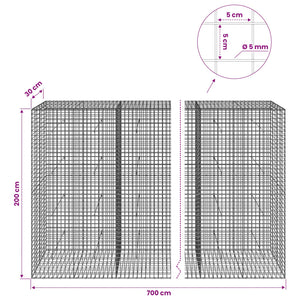Γκαμπιόν με σύρμα 5 mm και πλέγμα 5x5 cm 700x30x200 εκ. - Pakobazaar