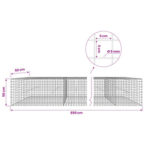 Γκαμπιόν με σύρμα 5 mm και πλέγμα 5x5 cm 850x50x50 εκ - Pakobazaar