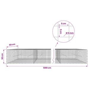 Γκαμπιόν με σύρμα 5 mm και πλέγμα 5x5 cm 1200x50x50 εκ - Pakobazaar