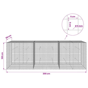Γκαμπιόν με σύρμα 5 mm και πλέγμα 5x5 cm 300x50x100 εκ