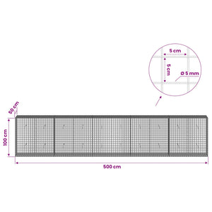Γκαμπιόν με σύρμα 5 mm και πλέγμα 5x5 cm 500x50x100 εκ