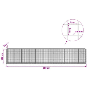 Γκαμπιόν με σύρμα 5 mm και πλέγμα 5x5 cm 550x50x100 εκ - Pakobazaar