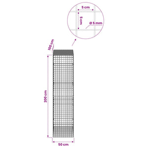 Γκαμπιόν με σύρμα 5 mm και πλέγμα 5x5 cm 700x50x100 εκ - Pakobazaar