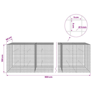 Γκαμπιόν με σύρμα 5 mm και πλέγμα 5x5 cm 900x50x100 εκ - Pakobazaar