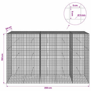 Γκαμπιόν με σύρμα 5 mm και πλέγμα 5x5 cm 250x50x150 εκ - Pakobazaar