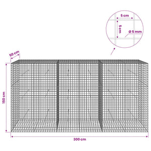 Γκαμπιόν με σύρμα 5 mm και πλέγμα 5x5 cm 300x50x150 εκ. - Pakobazaar
