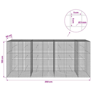 Γκαμπιόν με σύρμα 5 mm και πλέγμα 5x5 cm 350x50x150 εκ