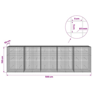 Γκαμπιόν με σύρμα 5 mm και πλέγμα 5x5 cm 500x50x150 εκ - Pakobazaar