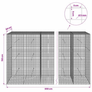 Γκαμπιόν με σύρμα 5 mm και πλέγμα 5x5 cm 650x50x150 εκ