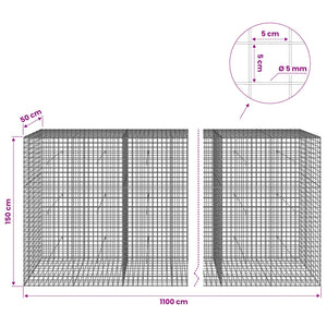 Γκαμπιόν με σύρμα 5 mm και πλέγμα 5x5 cm 1100x50x150 εκ - Pakobazaar
