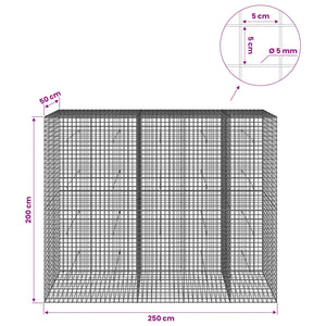 Γκαμπιόν με σύρμα 5 mm και πλέγμα 5x5 cm 250x50x200 εκ.