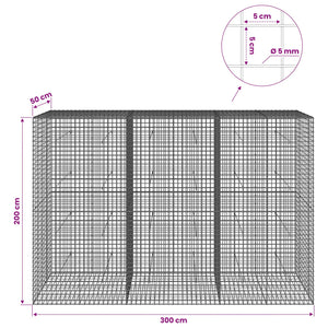 Γκαμπιόν με σύρμα 5 mm και πλέγμα 5x5 cm 300x50x200 εκ - Pakobazaar