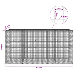 Γκαμπιόν με σύρμα 5 mm και πλέγμα 5x5 cm 400x50x200 εκ - Pakobazaar
