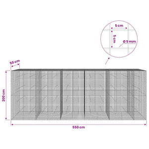 Γκαμπιόν με σύρμα 5 mm και πλέγμα 5x5 cm 550x50x200 εκ.