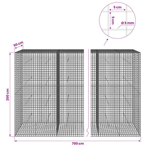 Γκαμπιόν με σύρμα 5 mm και πλέγμα 5x5 cm 700x50x200 εκ - Pakobazaar