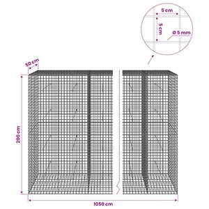 Γκαμπιόν με σύρμα 5 mm και πλέγμα 5x5 cm 1050x50x200 εκ - Pakobazaar